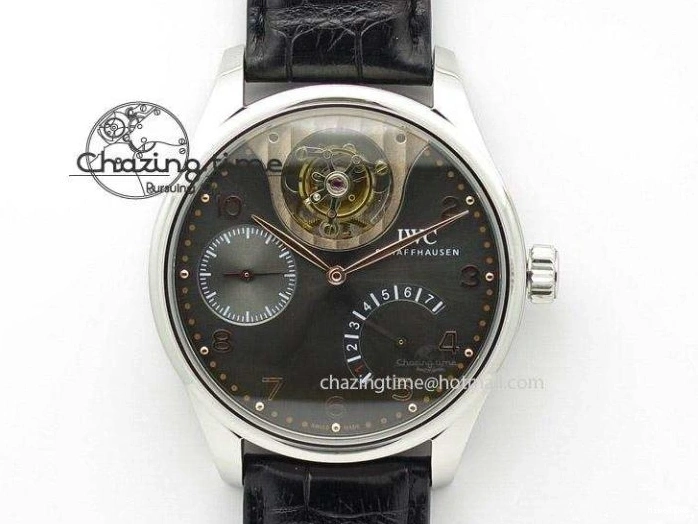 MIROTIME 0213 Portuguese Chrono SS ZF 1:1 Best Edition Gray Dial SS On Black Leather Strap A ZipUp 7215